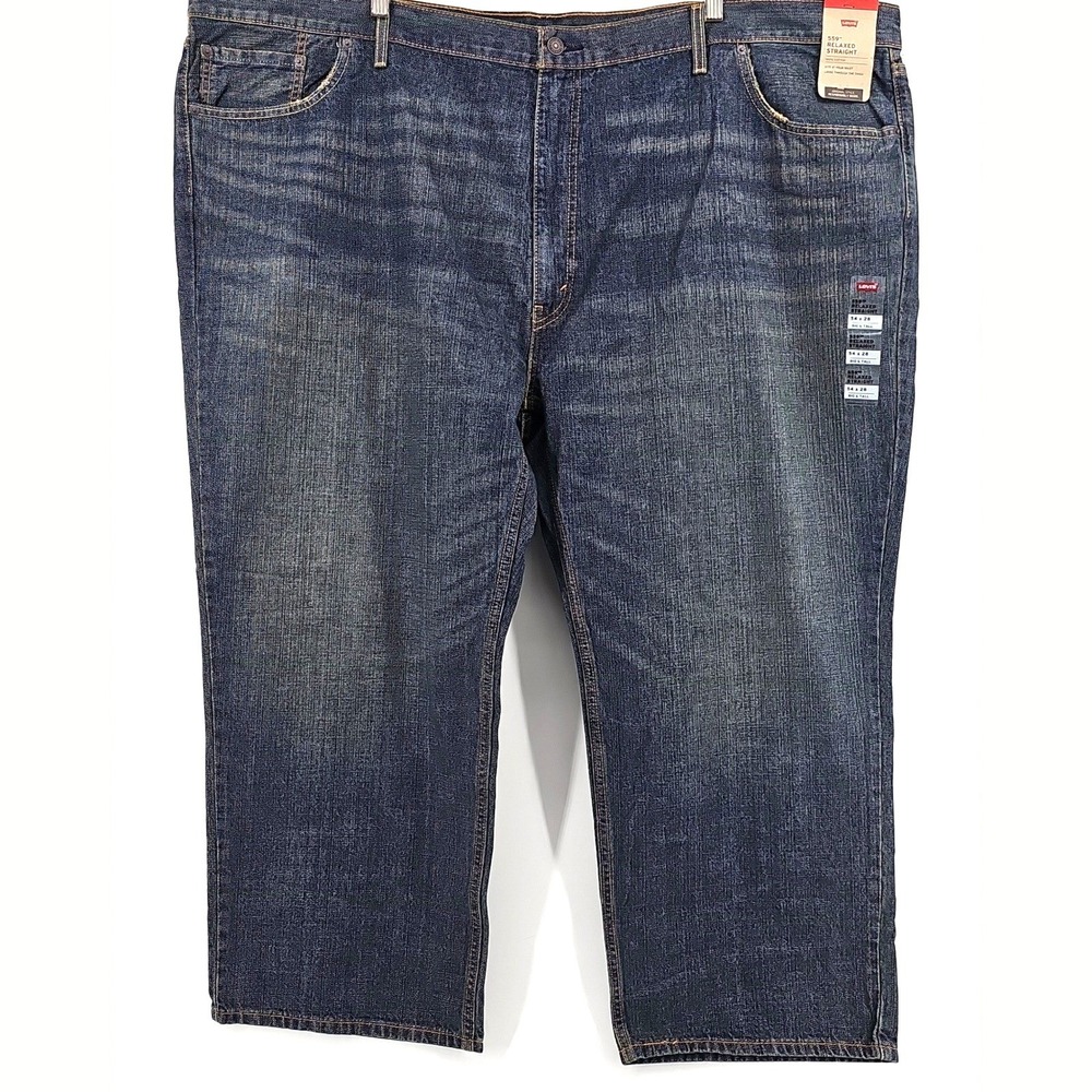 Levi's Mens 559 Relaxed Straight Cotton Dark Wash Jeans 54x28 Big & Tall NWT